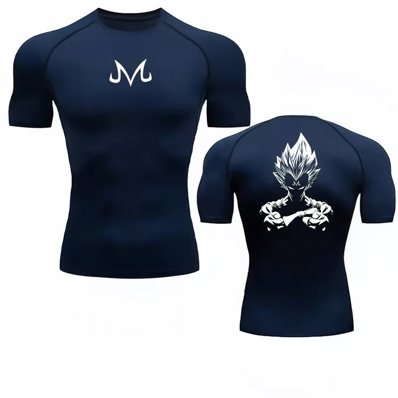 Dragon Ball Z Men T-Shirt Majin Vegeta Compression Fitness Gym Quick Dry Sport T Shirt Comfortable Breathable Streetwear