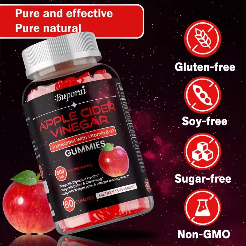 Apple Cider Vinegar Gummies - Promotes Digestive Health, Relieves Bloating and Constipation, Burns Fat, Weight Management