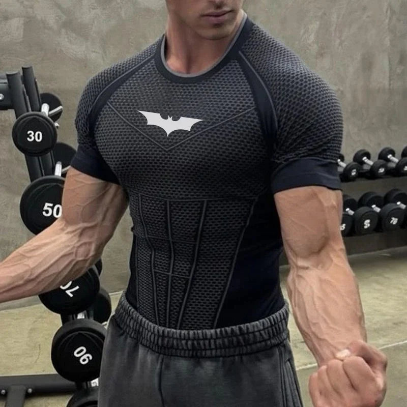 2026 New Men'S Compression Quick Dry Skinny Fit Short Sleeve Athletic T-Shirt for Gym Workout Fitness Running Sport Bodybuilding